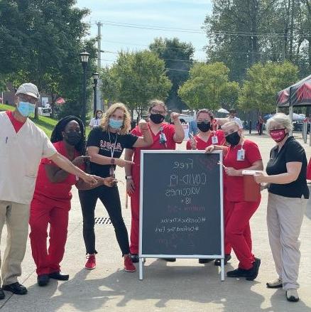 Football vaccine tent